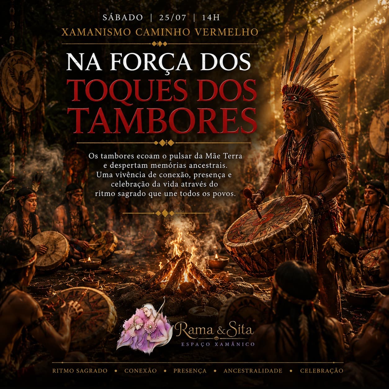Xamanismo Caminho Vermelho - Na Força dos Toques dos Tambores. Uma vivência de conexão, presença e celebração da vida através do ritmo sagrado. — foto 29