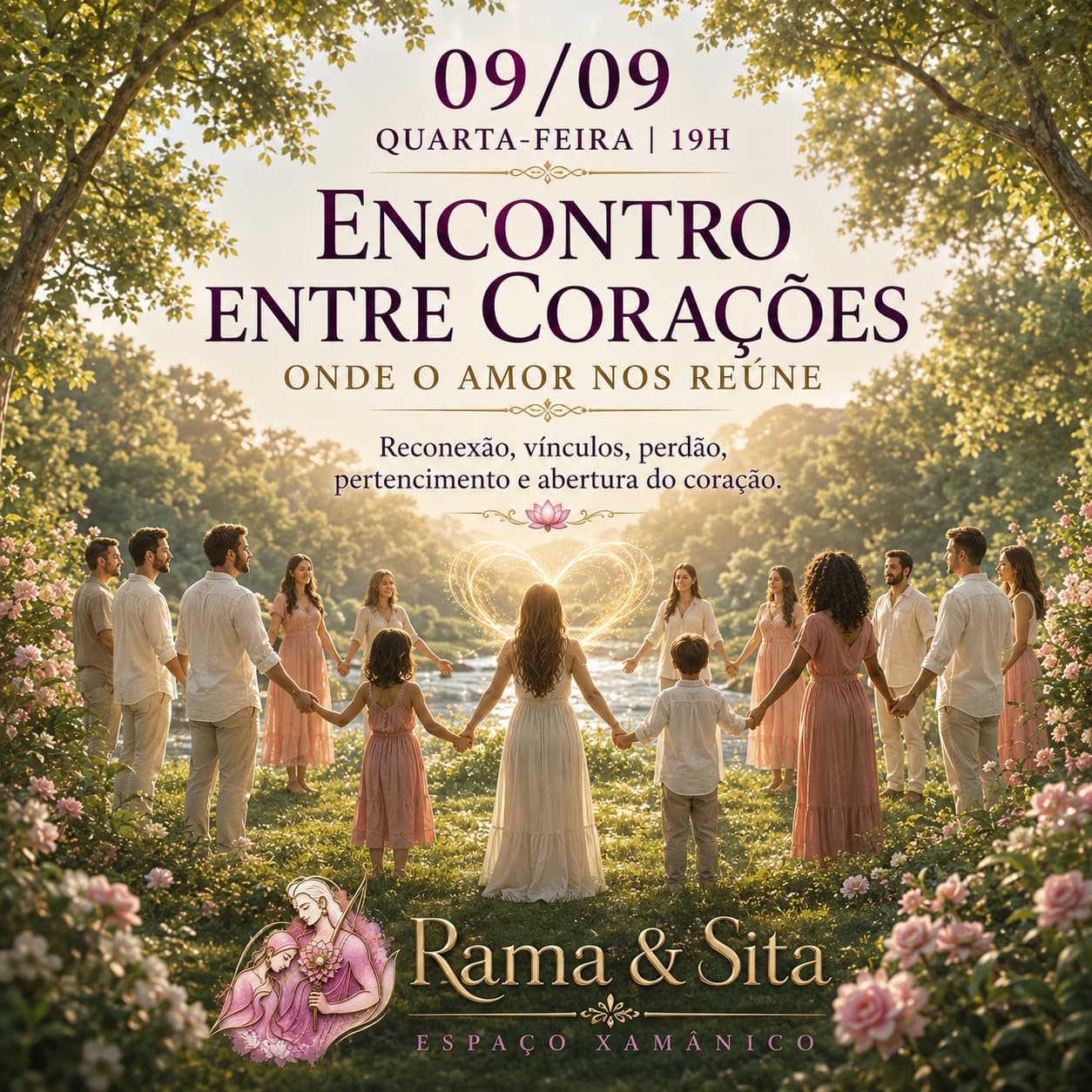 ENCONTRO ENTRE CORAÇÕES — ONDE O AMOR NOS REÚNE. Reconexão, vínculos, perdão, pertencimento e abertura do coração. Um convite para olhar para os encontros que a vida proporciona e reconhecer que todo verdadeiro encontro também pode ser um encontro consigo mesmo. — foto 1